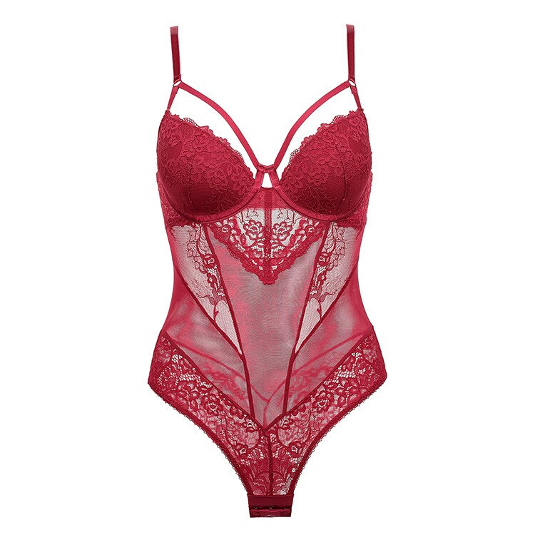 Prodotti New Sexy Lace Hollow Body Donna Ricamo Tuta Temptation Red Europe Plus Size Body Body senza maniche Top Playsuit