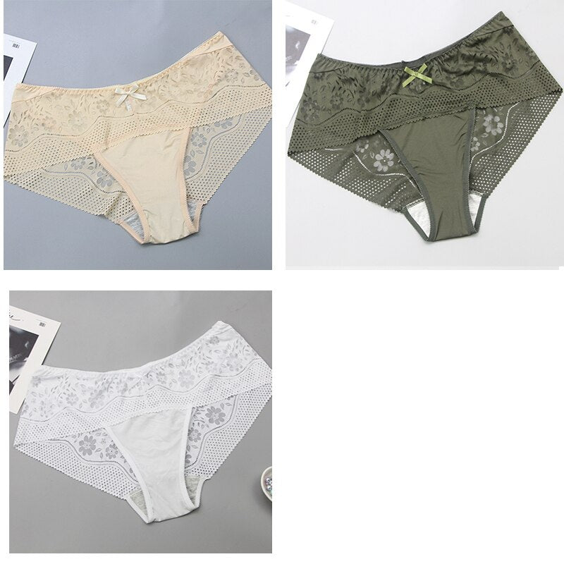 2021 Biancheria intima da donna alla moda casual Pizzo a vita media di grandi dimensioni Lingerie femminile delicata sulla pelle di colore puro