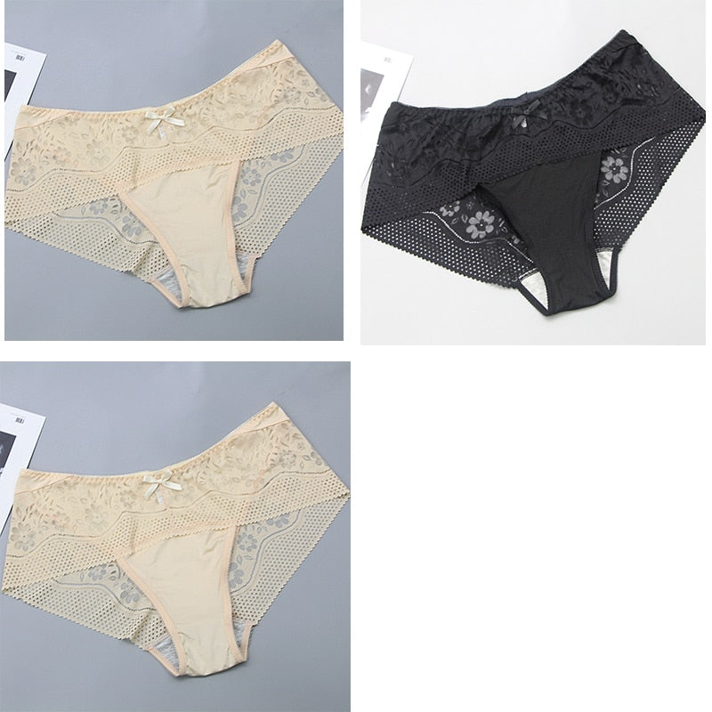 2021 Biancheria intima da donna alla moda casual Pizzo a vita media di grandi dimensioni Lingerie femminile delicata sulla pelle di colore puro