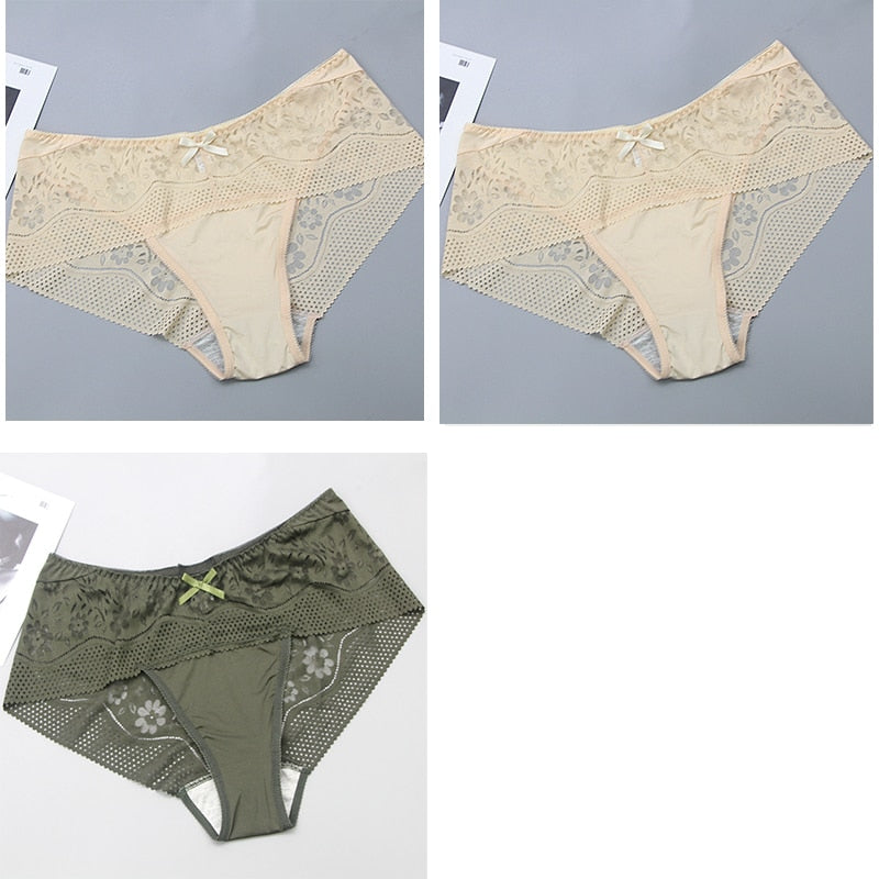 2021 Biancheria intima da donna alla moda casual Pizzo a vita media di grandi dimensioni Lingerie femminile delicata sulla pelle di colore puro