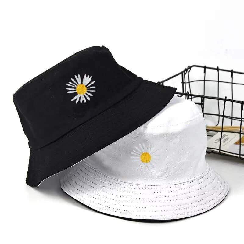 Cappello da sole estivo a doppia faccia Stampa unisex Little Daisy Cappelli a secchiello Uomo Donna Cappello da pescatore Outdoor Street Travel Gorras Panama