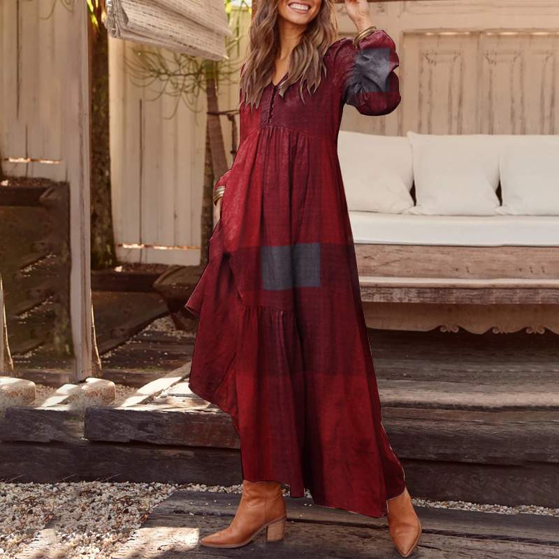 Abito camicia bohemien Maxi vestito estivo da donna ZANZEA 2023 Primavera elegante casual con scollo a V Ruflle Vestido Abito da donna a maniche lunghe