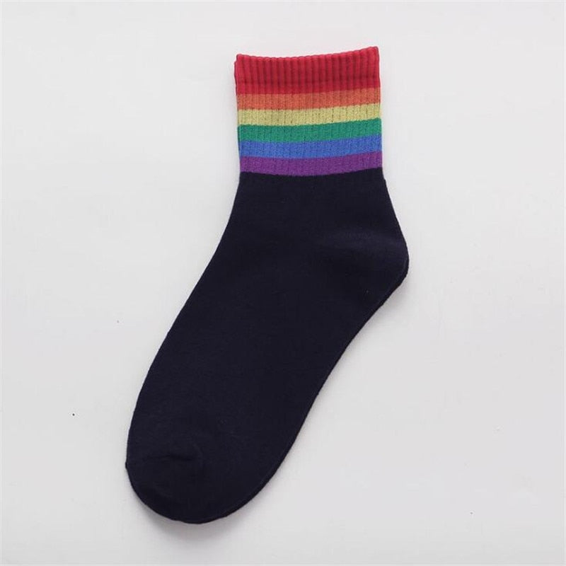 2020 Cotone Elasticità Sudore Calzini Alti delle Donne di Colore Della Caramella Calzini Arcobaleno A Righe Sportivo Meias Casual Streetwear Calzini Harajuku