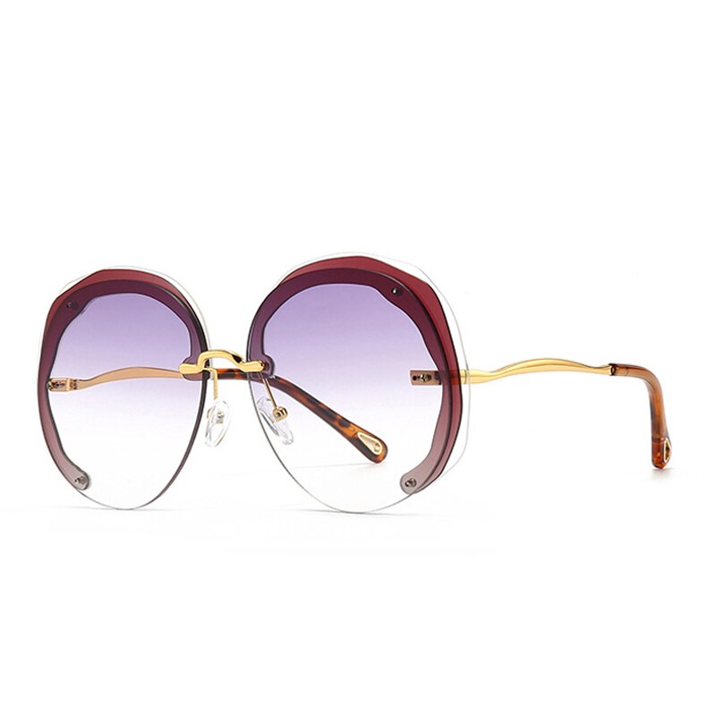 Prodotti SHAUNA Fashion Oversize Occhiali da sole rotondi senza montatura Donna Clear Ocean Gradient Lens Shades UV400 Occhiali da sole da uomo di tendenza