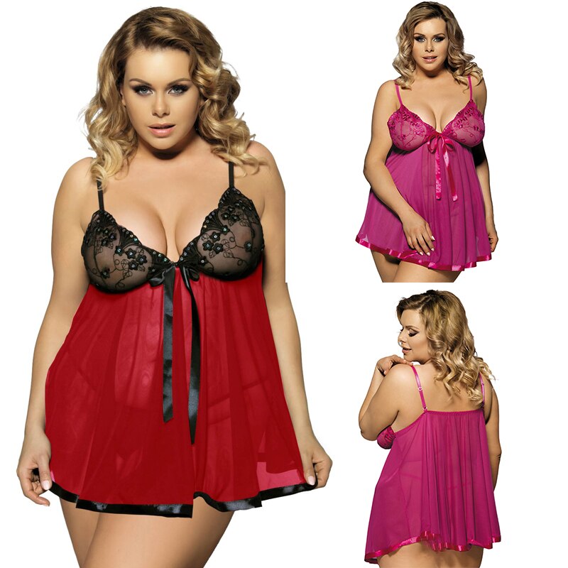 Comeonlover Lenceria Lingerie erotica per 8XL Camicia da notte Donna Abito esotico Camicia da notte in pizzo Babydoll di grandi dimensioni Indumenti da notte sexy EI2073P