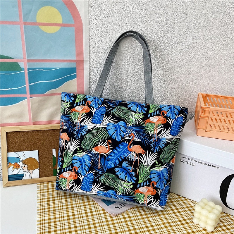 Prodotti Moda pieghevole da donna borsa a mano di grandi dimensioni borsa da donna casual fiore stampa tela Graffiti borsa a tracolla spiaggia Bolsa Feminina