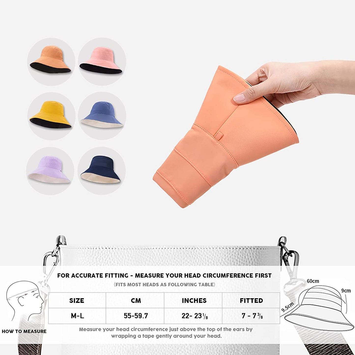 Prodotti Cappello da sole reversibile da donna Cappelli estivi a secchiello setosi Protezione UV UPF 50+ certificata per escursioni in giardino