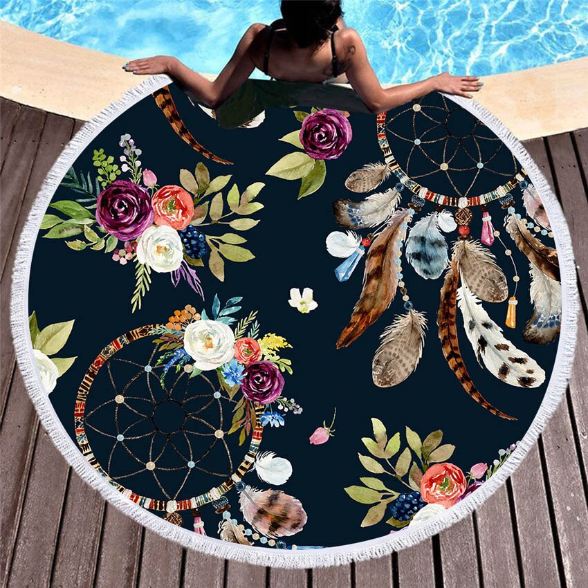 Prodotti Asciugamani da spiaggia rotondi estivi acchiappasogni Asciugamano da doccia da bagno bohémien Circle Swim Yoga Tappetino da picnic Bikini Cover Up tovagliolo de plage