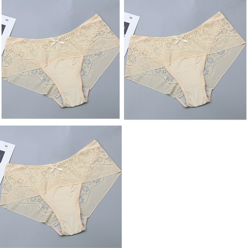 2021 Biancheria intima da donna alla moda casual Pizzo a vita media di grandi dimensioni Lingerie femminile delicata sulla pelle di colore puro