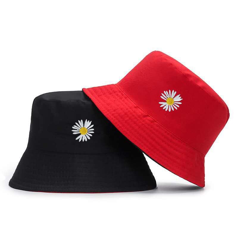 Cappello da sole estivo a doppia faccia Stampa unisex Little Daisy Cappelli a secchiello Uomo Donna Cappello da pescatore Outdoor Street Travel Gorras Panama