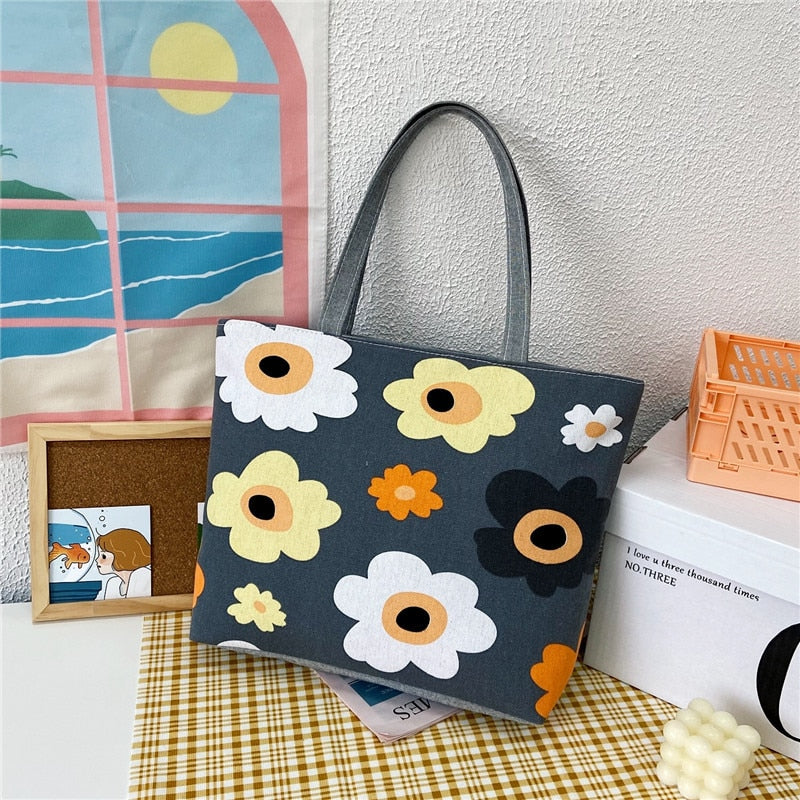 Prodotti Moda pieghevole da donna borsa a mano di grandi dimensioni borsa da donna casual fiore stampa tela Graffiti borsa a tracolla spiaggia Bolsa Feminina