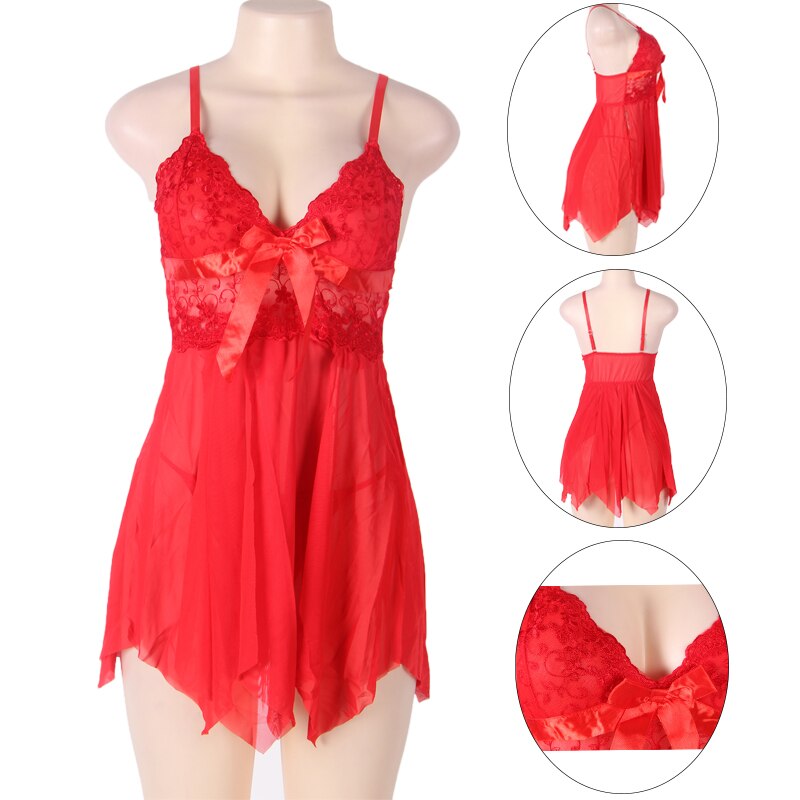 Comeonlover Sexy scollo a V Babydoll Dress Donna Erotic Sex Sleepwear Lingerie Lace Seksowna Bielizna Women Red Nightwear RI80092