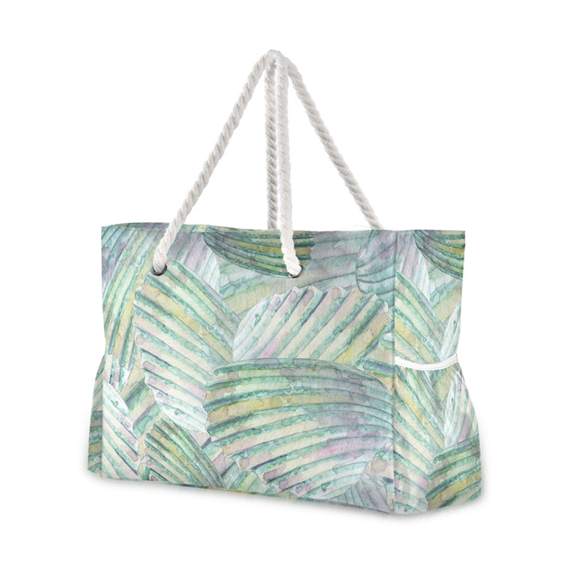 Prodotti Nuova borsa a tracolla da donna Blue Ocean Seashell Beach Sand Prints Tote Shopping Bag Tessuto di lino Bella borsa casual pratica