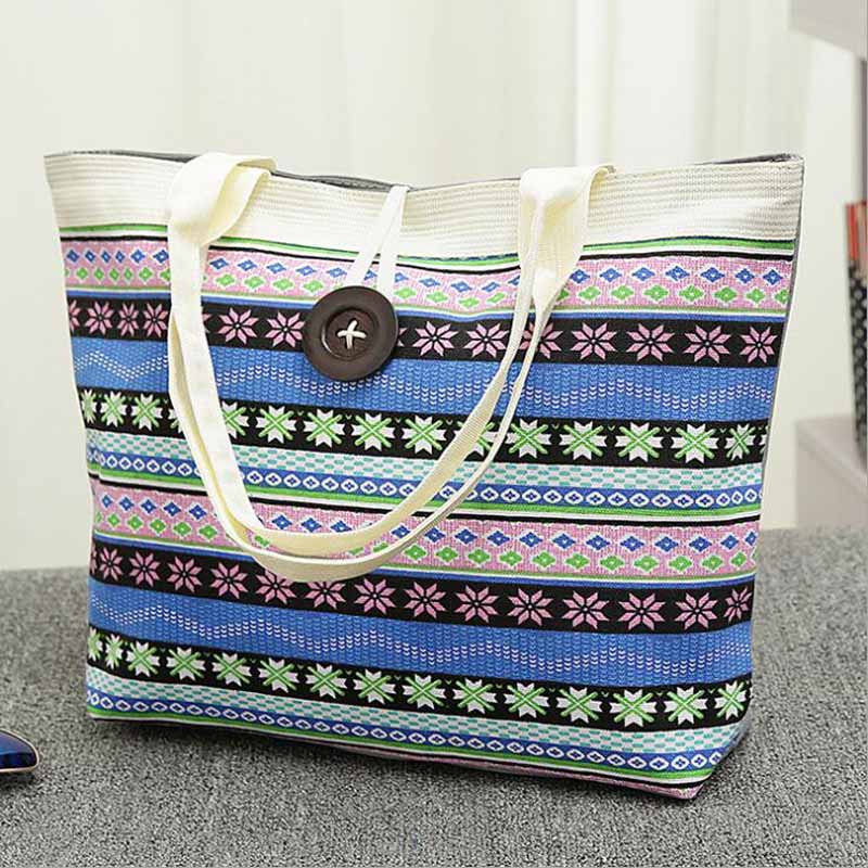 Prodotti Borsa shopping gratuita Borsa da spiaggia tote a tracolla estiva a righe grandi da donna di alta qualità a strisce colorate