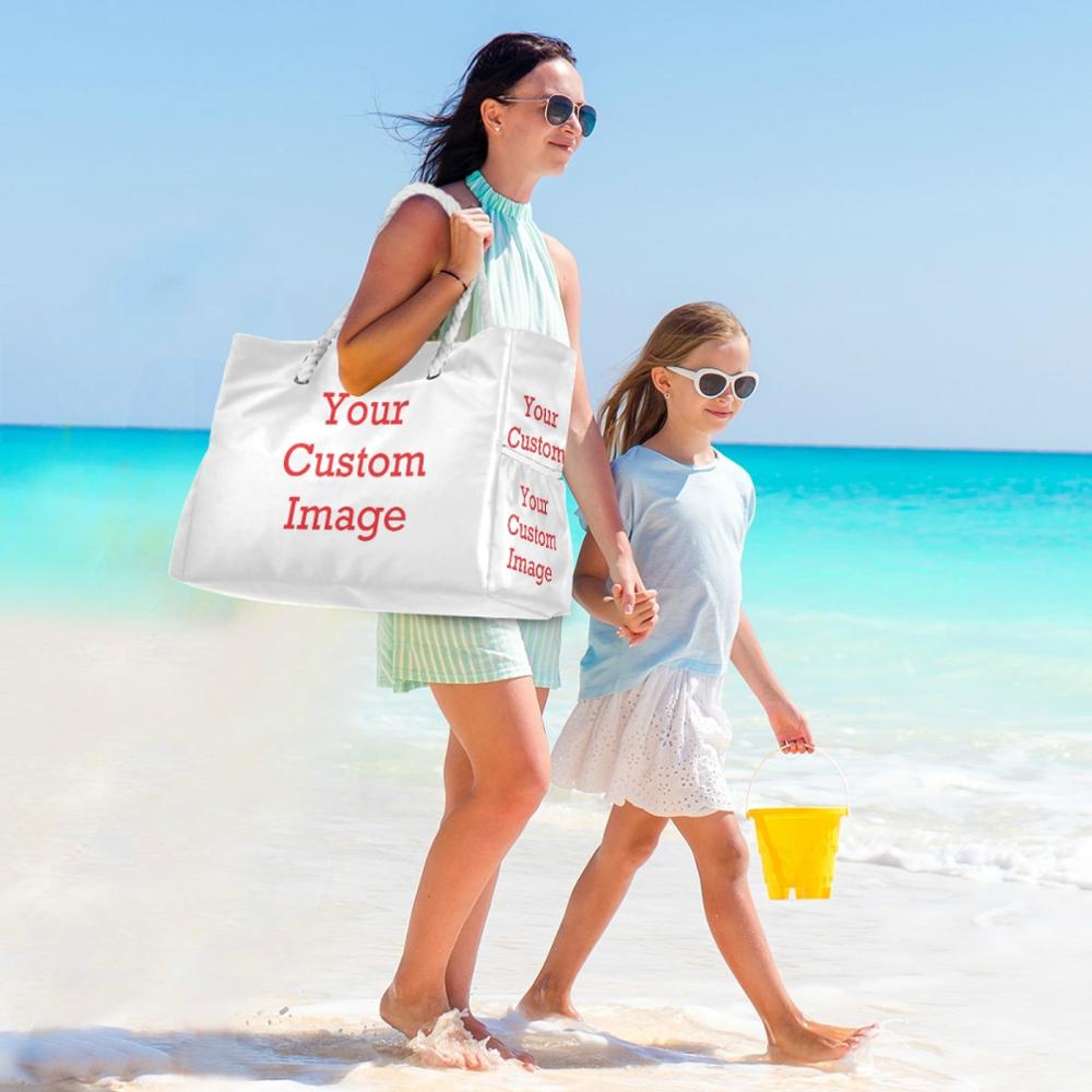 Nuova borsa da spiaggia da donna Immagini personalizzate personalizzate Borsa per la spesa a spalla in nylon di grande capacità Borse casual da donna della Boemia