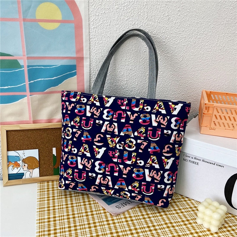 Prodotti Moda pieghevole da donna borsa a mano di grandi dimensioni borsa da donna casual fiore stampa tela Graffiti borsa a tracolla spiaggia Bolsa Feminina