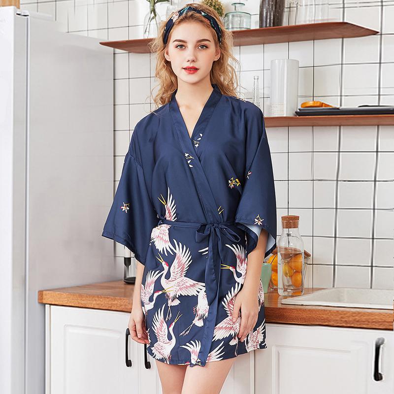 Prodotti Moda Donna Estate Mini Kimono Robe Lady Rayon Bath Gown Yukata Camicia da notte Sleepwear Sleepshirts Pijama Mujer Taglia M-XXL