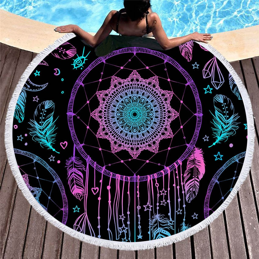 Prodotti Asciugamani da spiaggia rotondi estivi acchiappasogni Asciugamano da doccia da bagno bohémien Circle Swim Yoga Tappetino da picnic Bikini Cover Up tovagliolo de plage