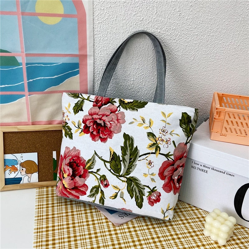 Prodotti Moda pieghevole da donna borsa a mano di grandi dimensioni borsa da donna casual fiore stampa tela Graffiti borsa a tracolla spiaggia Bolsa Feminina