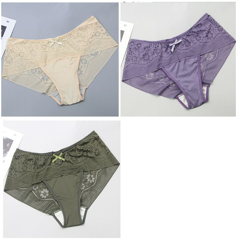 2021 Biancheria intima da donna alla moda casual Pizzo a vita media di grandi dimensioni Lingerie femminile delicata sulla pelle di colore puro