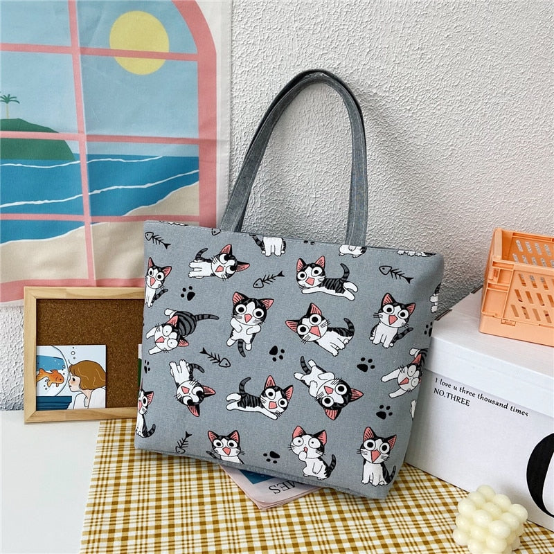 Prodotti Moda pieghevole da donna borsa a mano di grandi dimensioni borsa da donna casual fiore stampa tela Graffiti borsa a tracolla spiaggia Bolsa Feminina