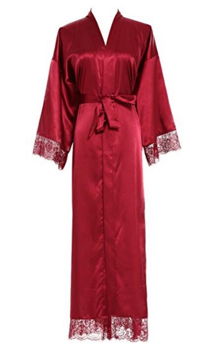 Prodotti Estate Rappezzatura Del Merletto Rappezzatura Del Kimono Robe Sexy Degli Indumenti Da Notte Della Biancheria Chemise Delle Donne di Seta Lunga Camicia Da Notte Da Sposa Abiti da damigella d'onore