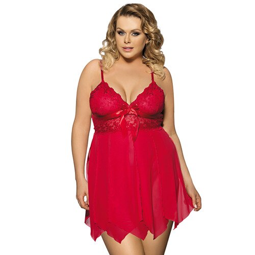 Comeonlover Sexy scollo a V Babydoll Dress Donna Erotic Sex Sleepwear Lingerie Lace Seksowna Bielizna Women Red Nightwear RI80092