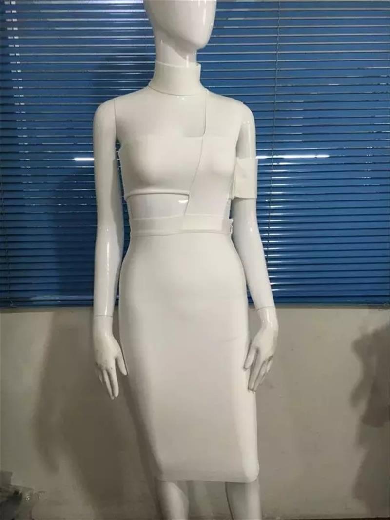 Prodotti Nuovo vestito dalla fasciatura di modo della spalla delle donne del ritaglio del partito nero Abiti eleganti Celebrity Evening Club Bodycon Vestidos Summer