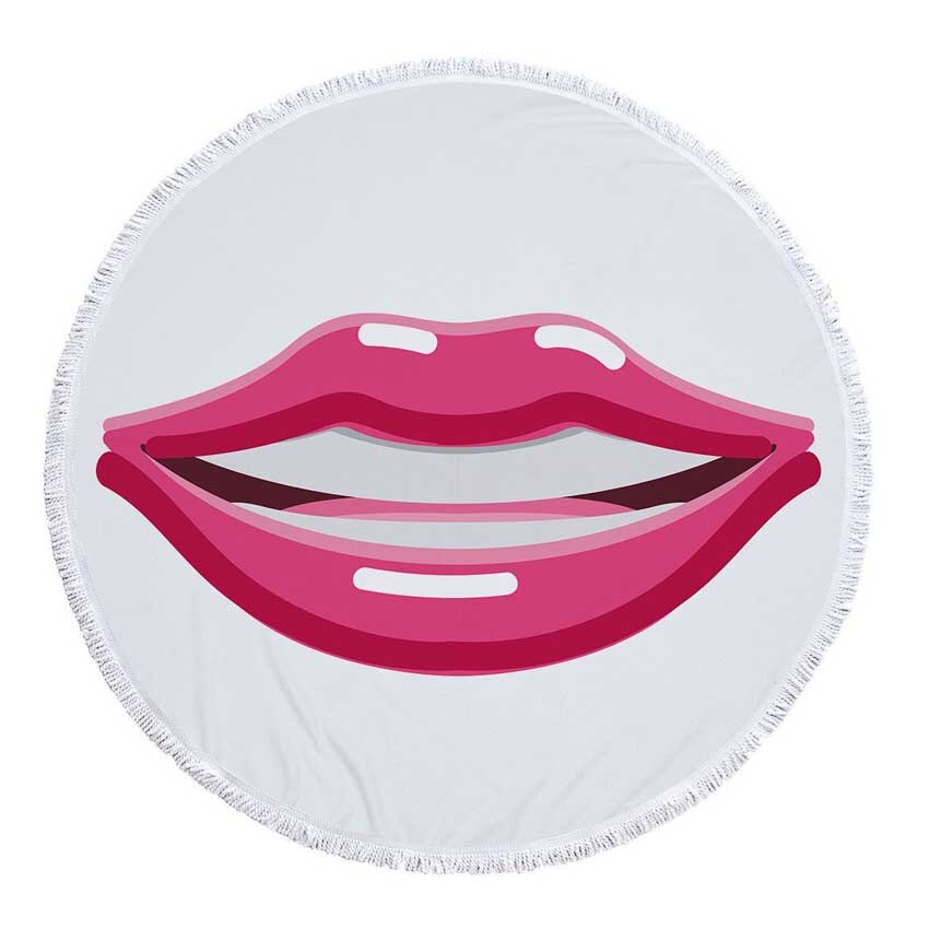 Prodotti Telo mare rotondo con stampa Sweet Lips in microfibra con coulisse Borsa per zaino Asciugamani da bagno per doccia Copri tappetino sportivo per yoga con nappe