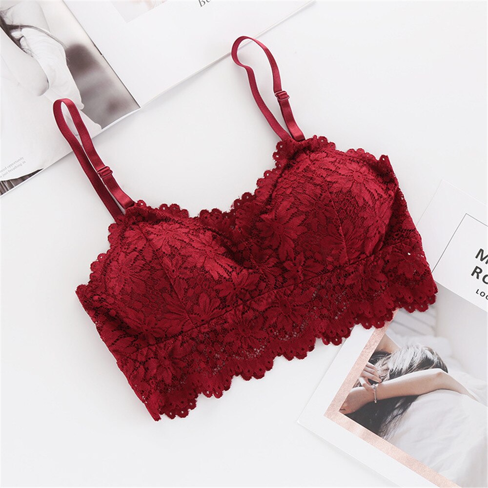 Prodotti Reggiseno sexy da donna Bralette in pizzo Intimo sexy in lingerie Reggiseno senza cuciture imbottito senza fili Reggiseni imbottiti con cinturino ultra per donna