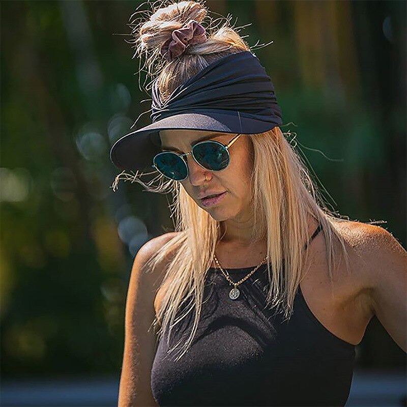 Prodotti New Spring Summer Female Sun Hat Donna ElasticTop resistente ai raggi UV Cappuccio vuoto Visiera a coda di cavallo Chapue Cappello da spiaggia per studentesse