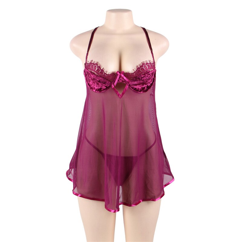 Prodotti Comeonlover Abito erotico per donna Babydoll Patchwork Intimo da notte in pizzo Intimo Kimono Lingerie Tazze di velluto Lingerie sexy RI80602