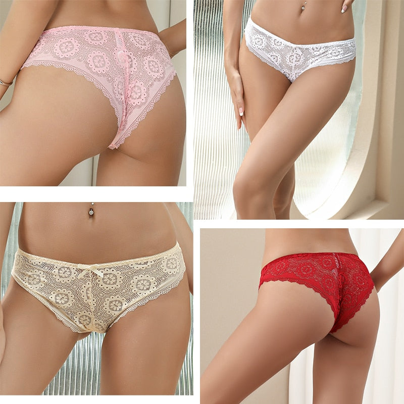 DaiNaFang 3pcs Mutandine Donna Sexy Lingerie Intimo Femminile Pizzo Floreale Prospettiva Finetoo Ladies Panty SM XL XXL XXXL XXXXL