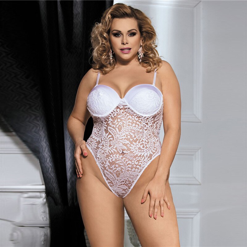 Prodotti Comeonlover Push-up Cup Nero Bianco Pizzo Body Suit Lingerie Donna Taglie Forti Scava Fuori Floreale Lenceria Body Sexy Teddy RI80285