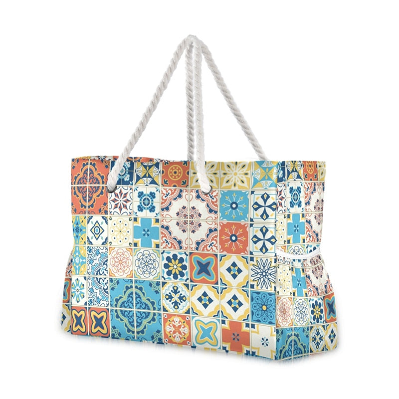 Nuova borsa a tracolla in nylon per borsa tote femminile borsa da spiaggia estiva femminile cuori colorati stampa borsa shopping donna tote casual