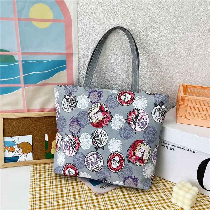 Prodotti Moda pieghevole da donna borsa a mano di grandi dimensioni borsa da donna casual fiore stampa tela Graffiti borsa a tracolla spiaggia Bolsa Feminina