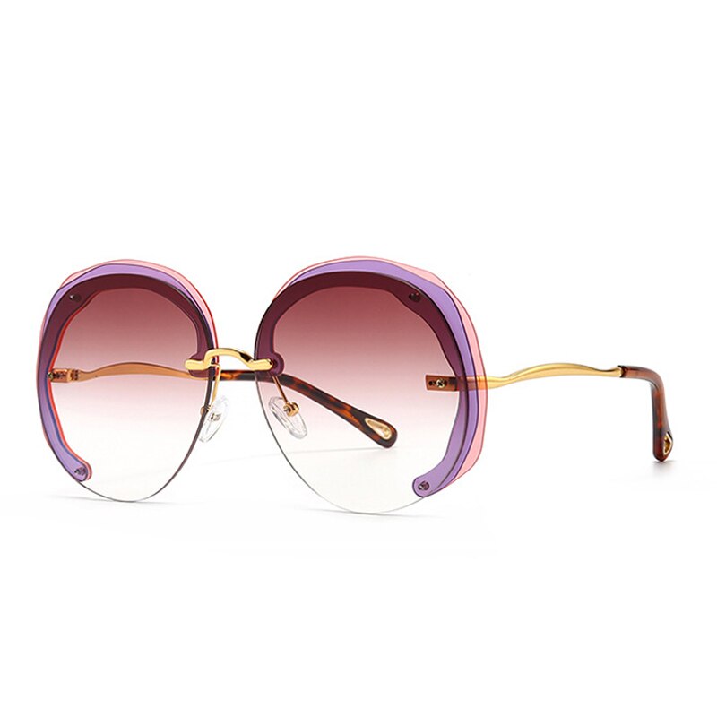 Prodotti SHAUNA Fashion Oversize Occhiali da sole rotondi senza montatura Donna Clear Ocean Gradient Lens Shades UV400 Occhiali da sole da uomo di tendenza