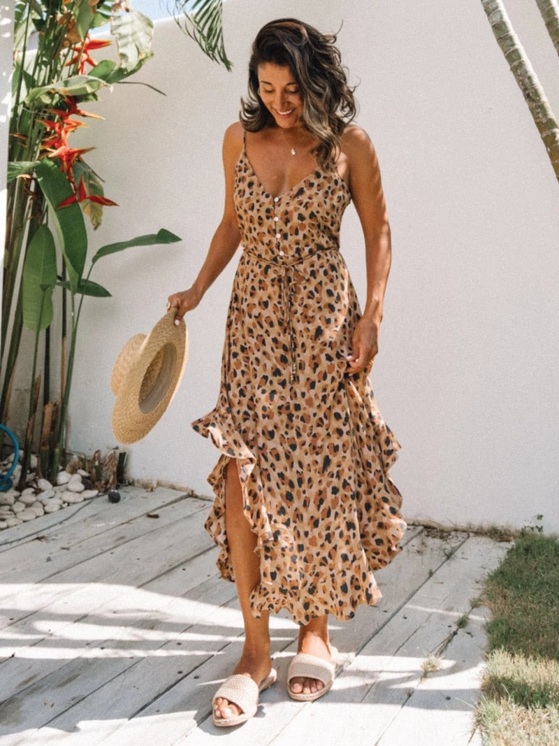 Prodotti Summer Beach Dress Women Casual Cover Up Costume da bagno Abito a due pezzi Robe Bikini Abiti Chiffon Leopard Cover-up 2021 Beach Dress