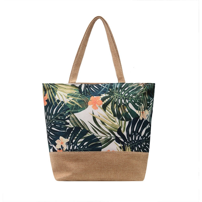 Moda pieghevole da donna borsa a mano di grandi dimensioni borsa da donna casual fiore stampa tela Graffiti borsa a tracolla spiaggia Bolsa Feminina