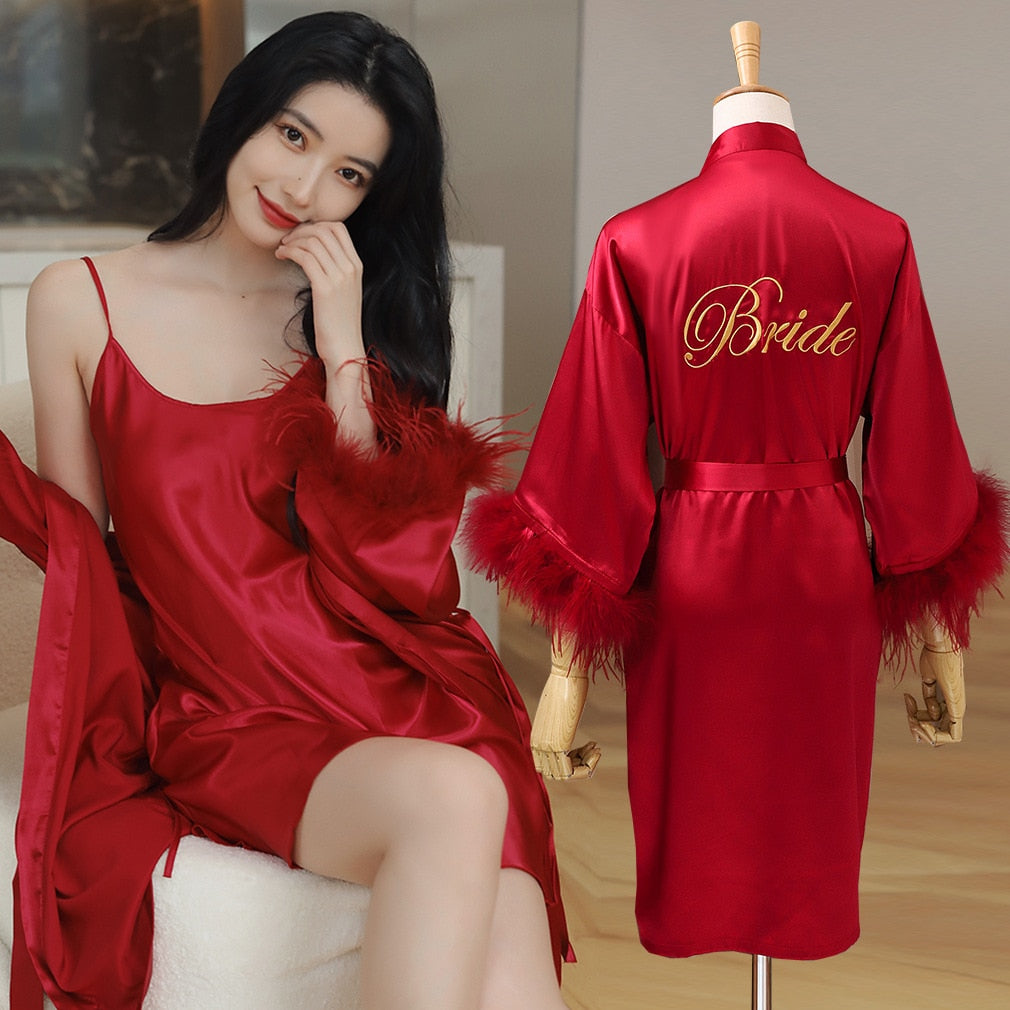 Prodotti Nuovo stile Kimono Robe Women Nightwear Satin Bride Damigella d'onore Abito da sposa Accappatoio Intimo Lingerie Summer Sleepwear