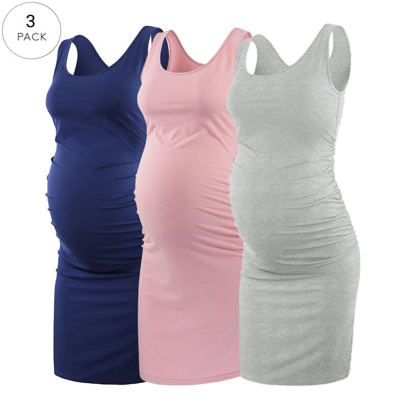 Prodotti Liu&Qu Abito Premaman Senza Maniche da Donna Vestito Casual da Gravidanza con Volant Laterale Casual da Indossare Quotidianamente o Baby Shower