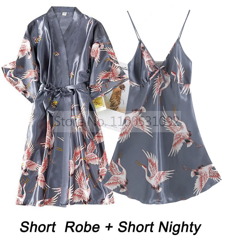 Prodotti Donne Rayon 2 PZ Robe Set Sposa Damigella D'onore Abito Da Sposa Abito di Pizzo Sexy Kimono Accappatoio Abito Da Notte Casual Camicia Da Notte Degli Indumenti Da Notte