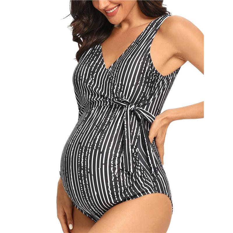 Prodotti Liu&Qu Costume da bagno premaman Intero Elegante scollo a V Costume da bagno gravidanza Cravatta sul davanti Costume da bagno con fiocco Monokini Costume da bagno da spiaggia