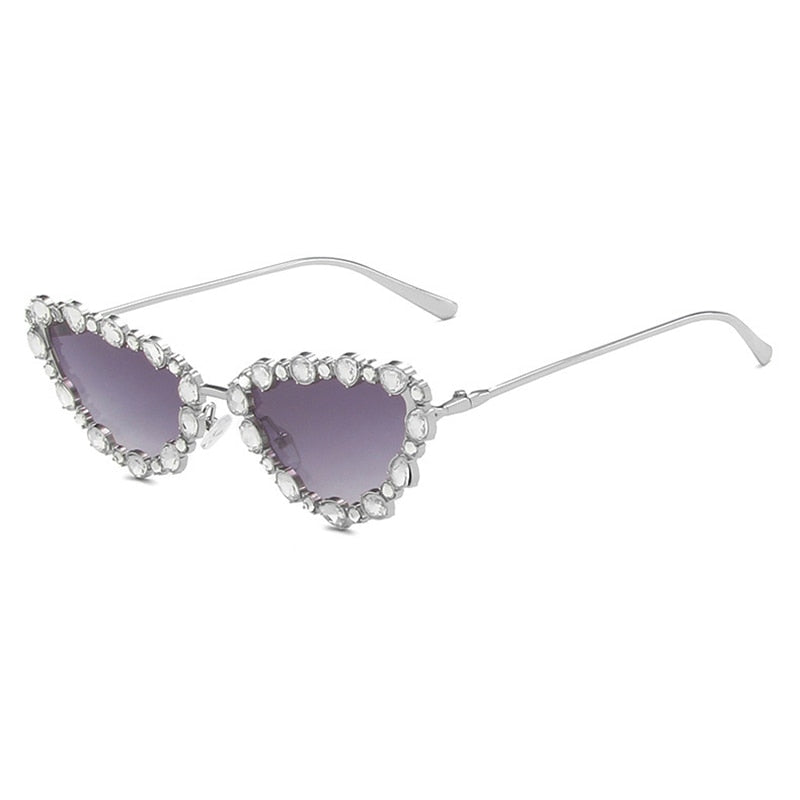 Prodotti SHAUNA Luxury Crystal Women Cat Eye Occhiali da sole Trending Men Metal Frame Occhiali da sole Gradient Mirror Shades UV400