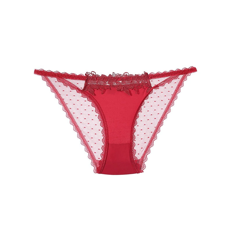 CINOON Mutandine a rete in pizzo da donna Biancheria intima ricamata sexy da donna Slip senza cuciture a vita media Lingerie traspirante da donna