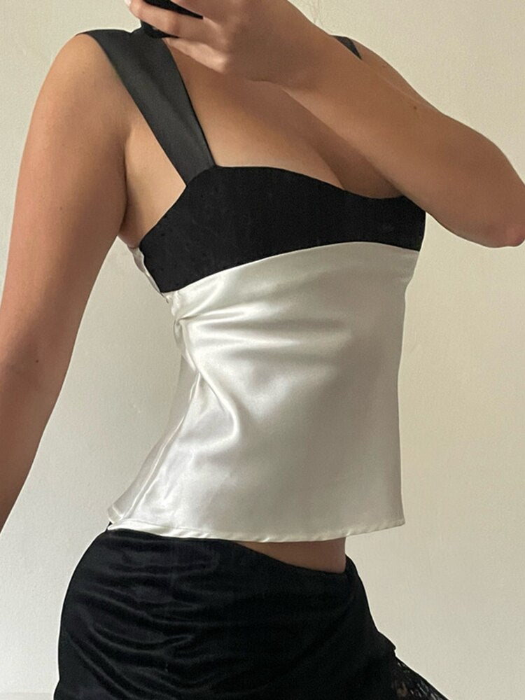 Prodotti Cryptographic Y2K Satin Sexy Plunge Crop Top 2022 Abiti estivi caldi Con pannelli Sexy Backless Skinny Vest Top Ritagliata Streetwear