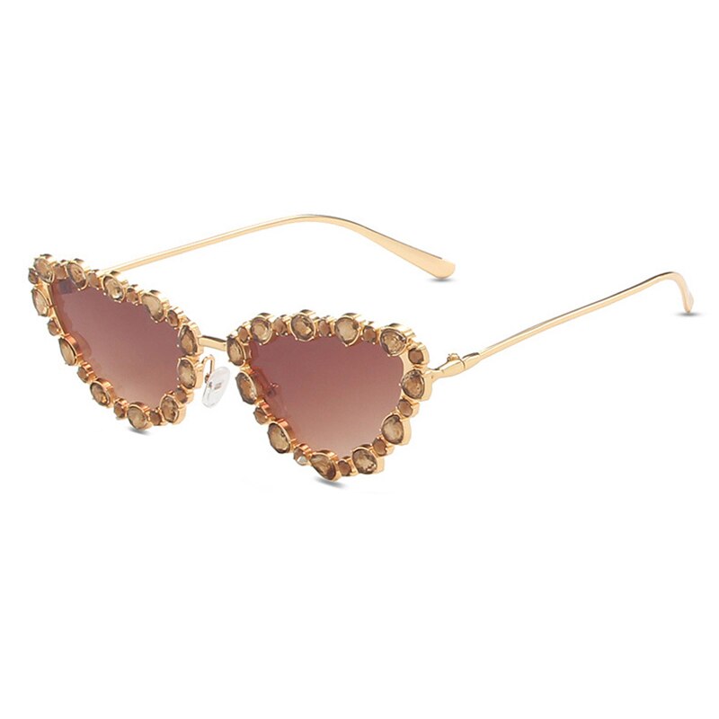 Prodotti SHAUNA Luxury Crystal Women Cat Eye Occhiali da sole Trending Men Metal Frame Occhiali da sole Gradient Mirror Shades UV400