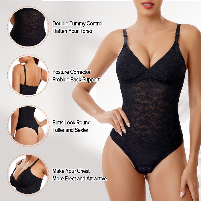 Prodotti Tummy Control Perizoma in pizzo Body Shaper Fajas Senza cuciture Reggiseno incorporato da donna Body Dimagrante Vita Trainer Corsetto Shapewear Canotta