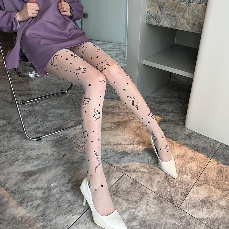 Prodotti Collant da donna sexy con motivo stampato Collant a rete da donna con collant tatuaggio Moda femminile Popsocket