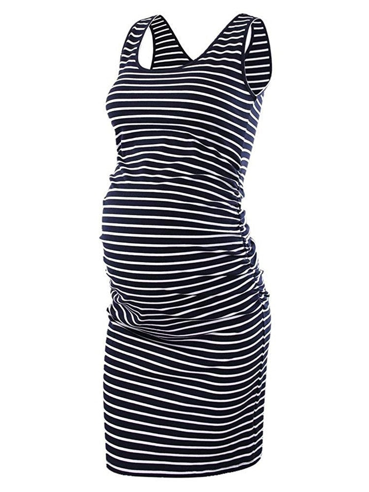 Prodotti Liu&Qu Summer Premaman senza maniche Tank Dresses Women's Side Ruching Bodycon Gravidanza Dress Abbigliamento casual incinta Mama